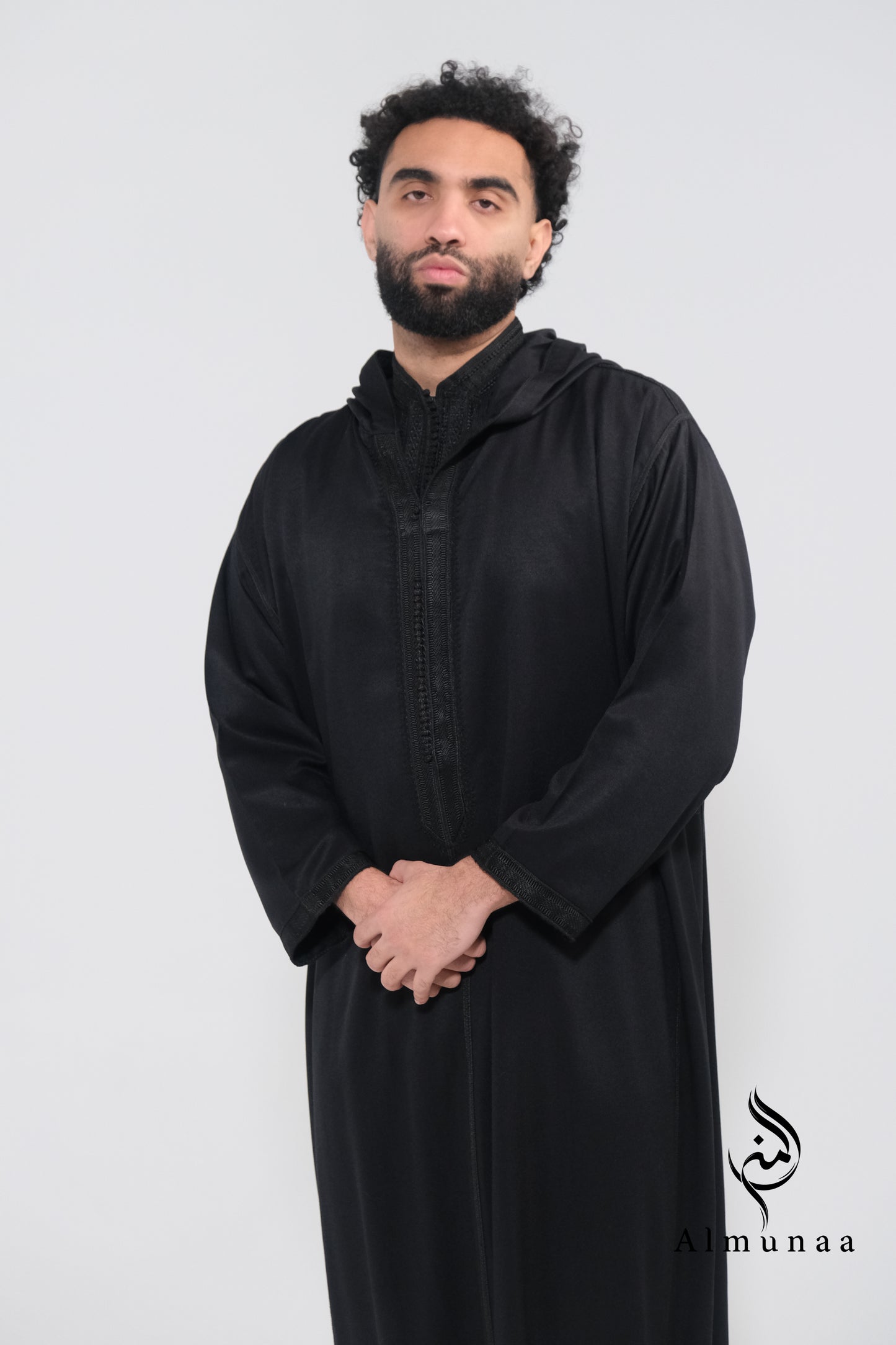 Custom All Black Luxury Moroccan Djellaba with Kaftan handmade