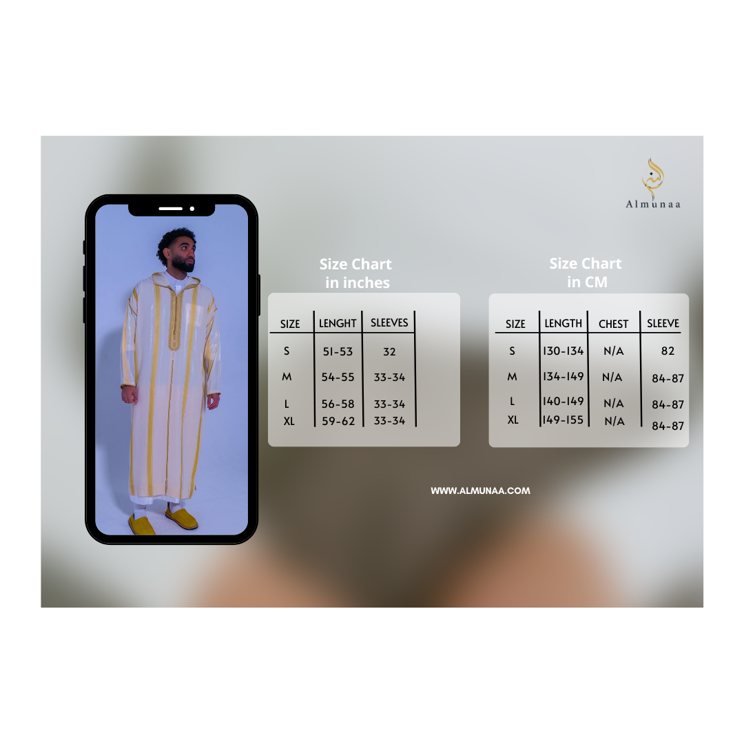 Custom Handmade Moroccan Djellaba Stripped and Hood – Mlifa Cotton, Perfect for Eid & Ramadan