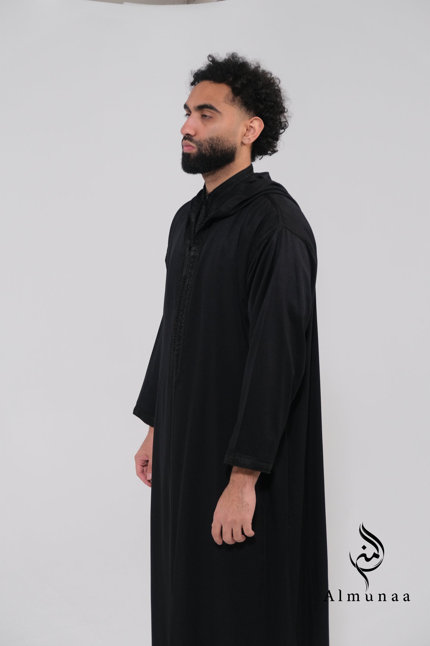 Custom All Black Luxury Moroccan Djellaba with Kaftan handmade