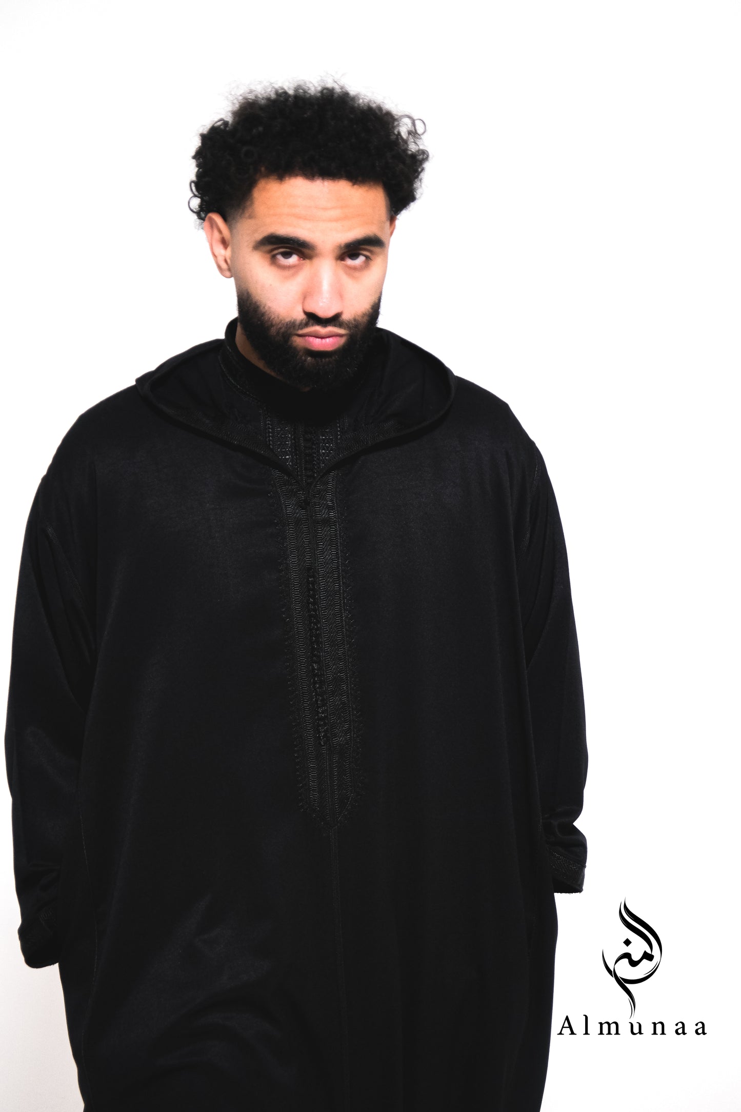 Custom All Black Luxury Moroccan Djellaba with Kaftan handmade