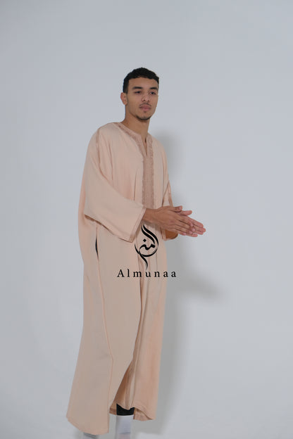 Men's Moroccan Gandoura/ Thobe For Men in Beige Color - Handmade Traditional Moroccan dress Menwear Garment Clothing