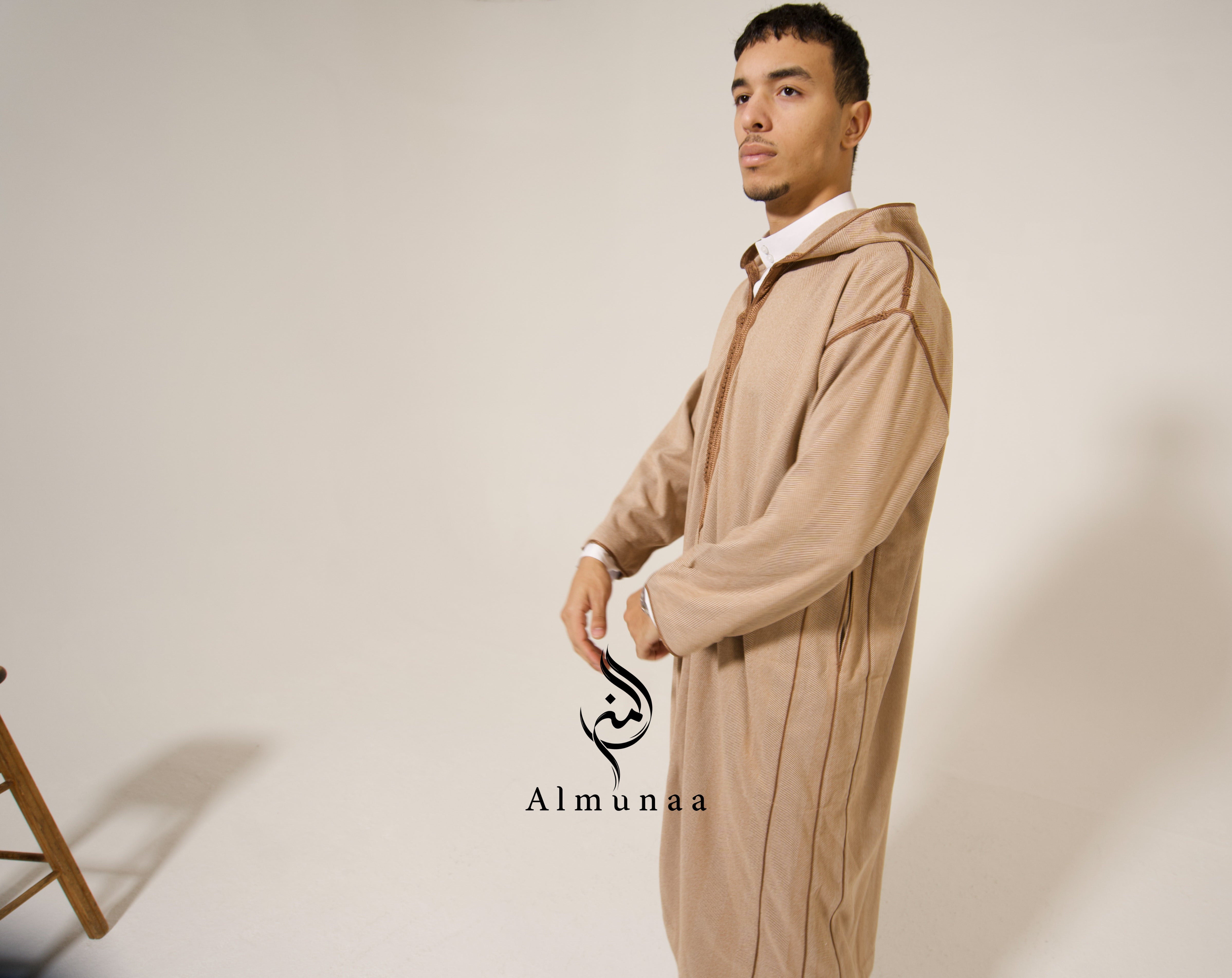 Men's Winter Djellaba, Luxury Cotton, in Dark Orange, Sandy and