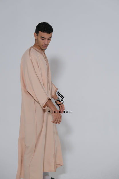 Men's Moroccan Gandoura/ Thobe For Men in Beige Color - Handmade Traditional Moroccan dress Menwear Garment Clothing