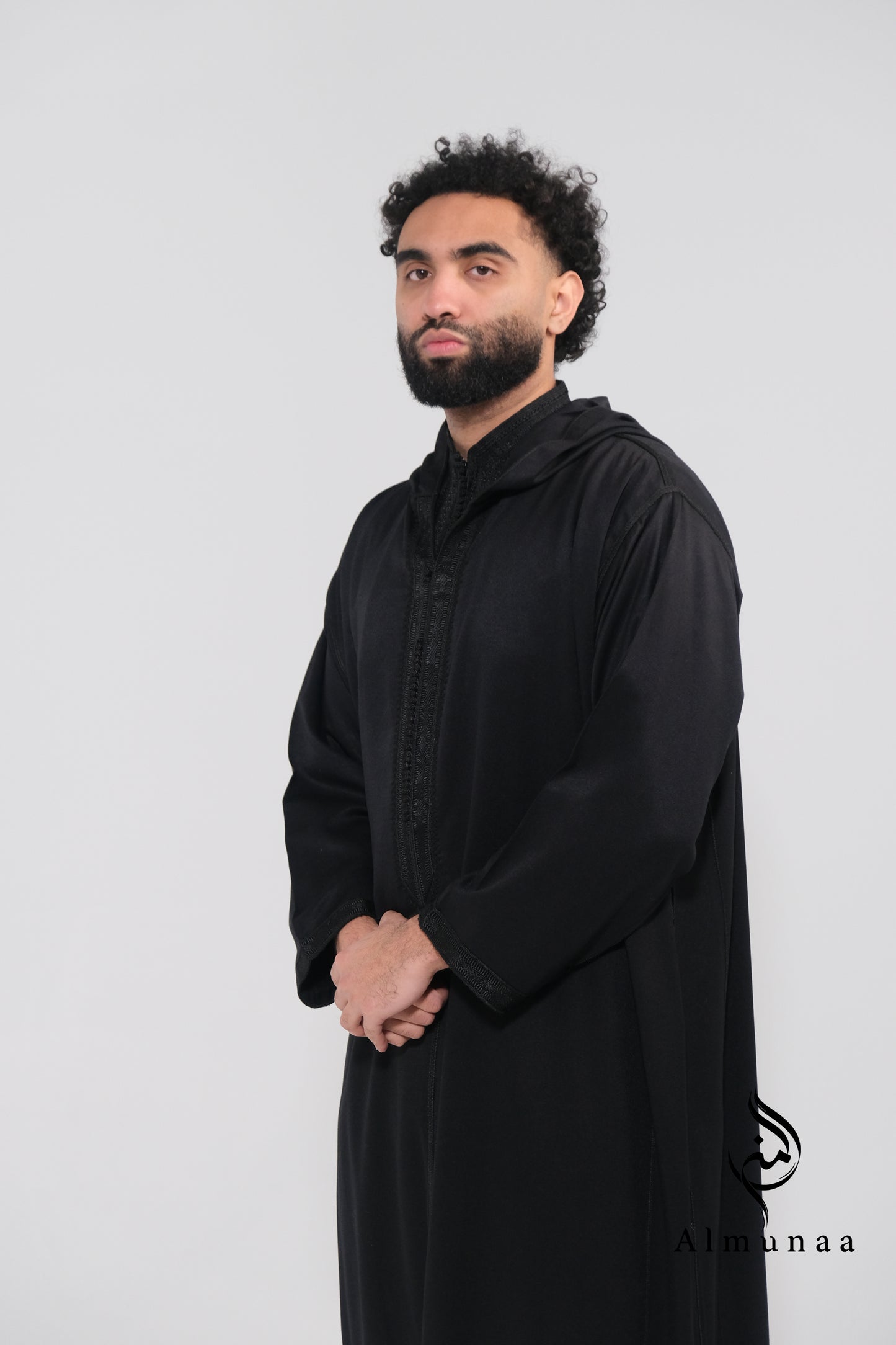 Custom All Black Luxury Moroccan Djellaba with Kaftan handmade