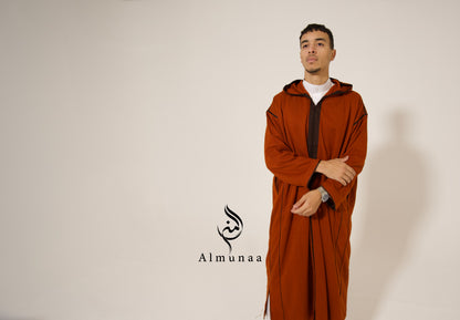 Men’s Winter Djellaba, Luxury Cotton, in Dark Orange, Sandy and other Colors | wedding dress, Jabador For Men, kaftan For Wedding