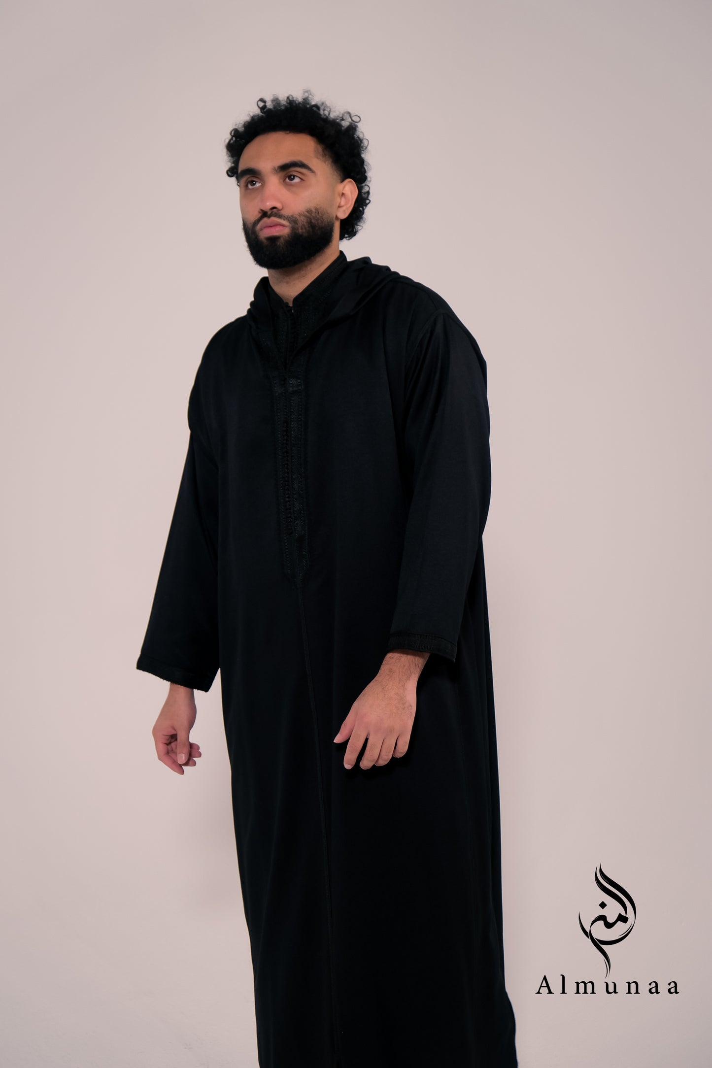 Custom All Black Luxury Moroccan Djellaba with Kaftan handmade