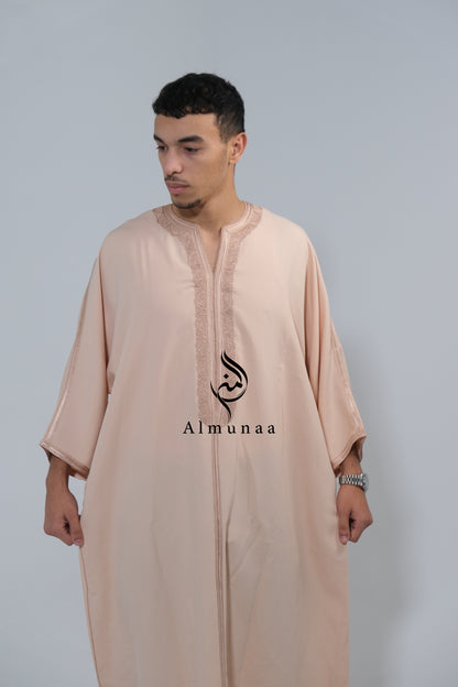 Men's Moroccan Gandoura/ Thobe For Men in Beige Color - Handmade Traditional Moroccan dress Menwear Garment Clothing