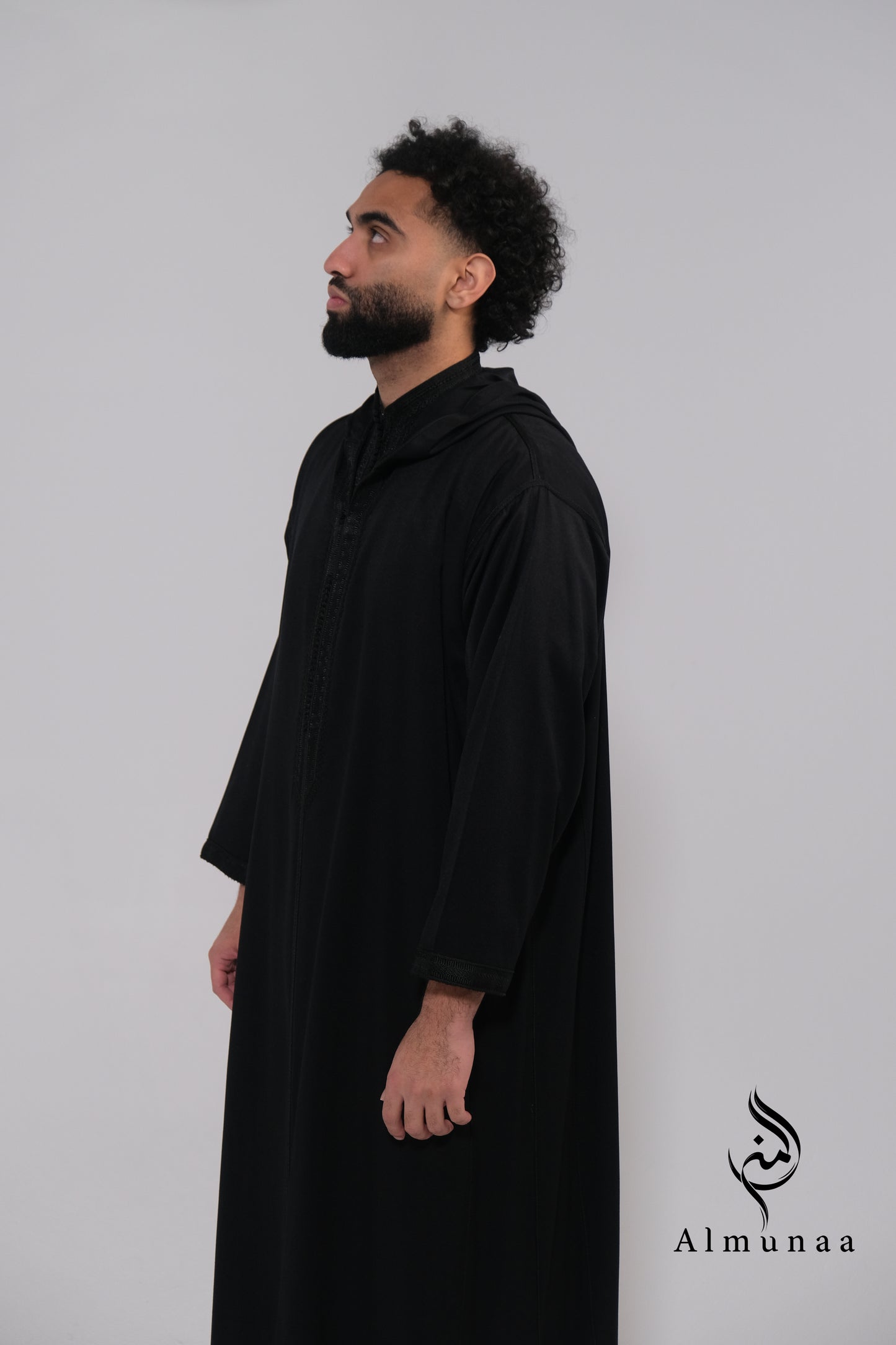 Custom All Black Luxury Moroccan Djellaba with Kaftan handmade