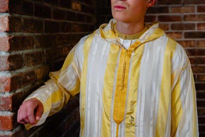 Luxury Moroccan Djellaba with Under Shirt in Stunning Royal Gold and White Color, xury thobes | Available in Different Sizes