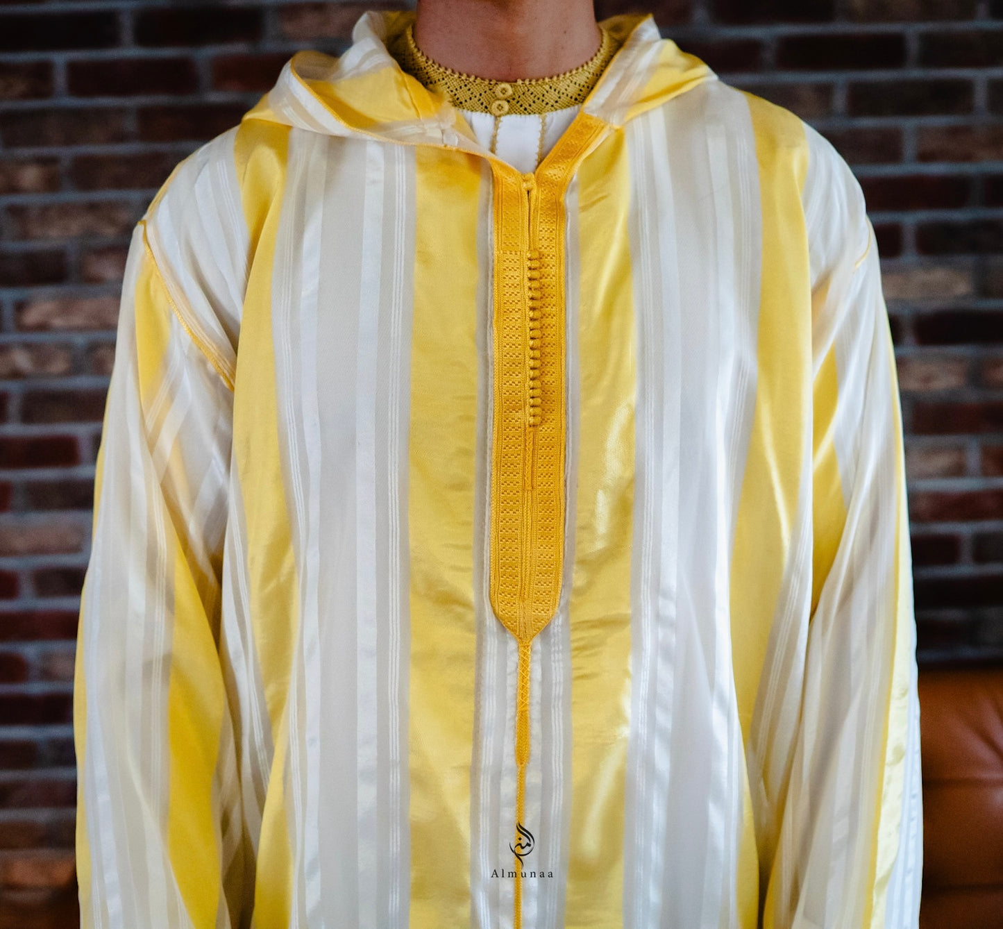 Luxurious Djellaba with Under Shirt in Stunning Royal Gold and White Color | Available in Different Sizes