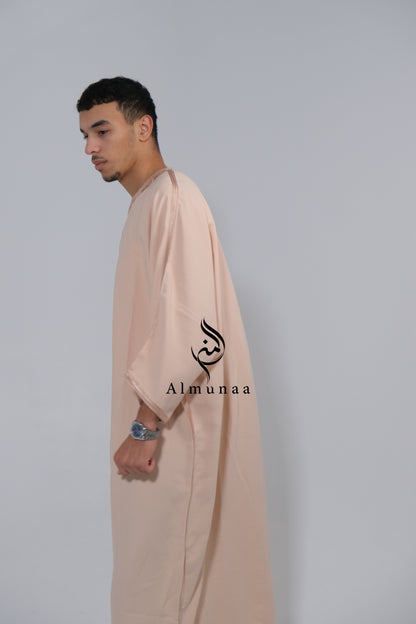 Men's Moroccan Gandoura/ Thobe For Men in Beige Color - Handmade Traditional Moroccan dress Menwear Garment Clothing