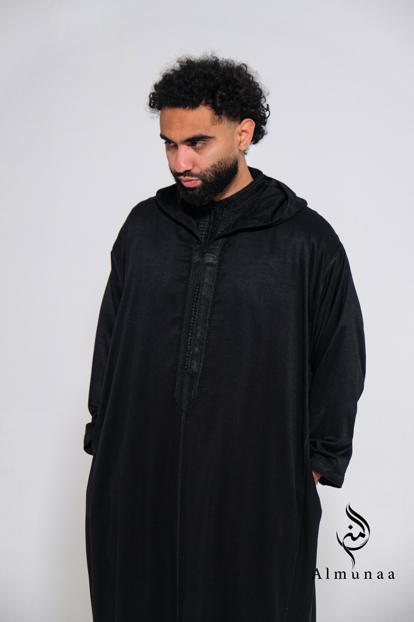 Custom All Black Luxury Moroccan Djellaba with Kaftan handmade