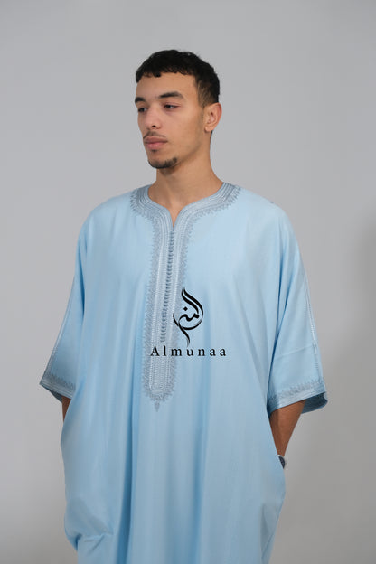 Pastel Blue Moroccan Luxury Gandoura for Men! Made with high-quality materials