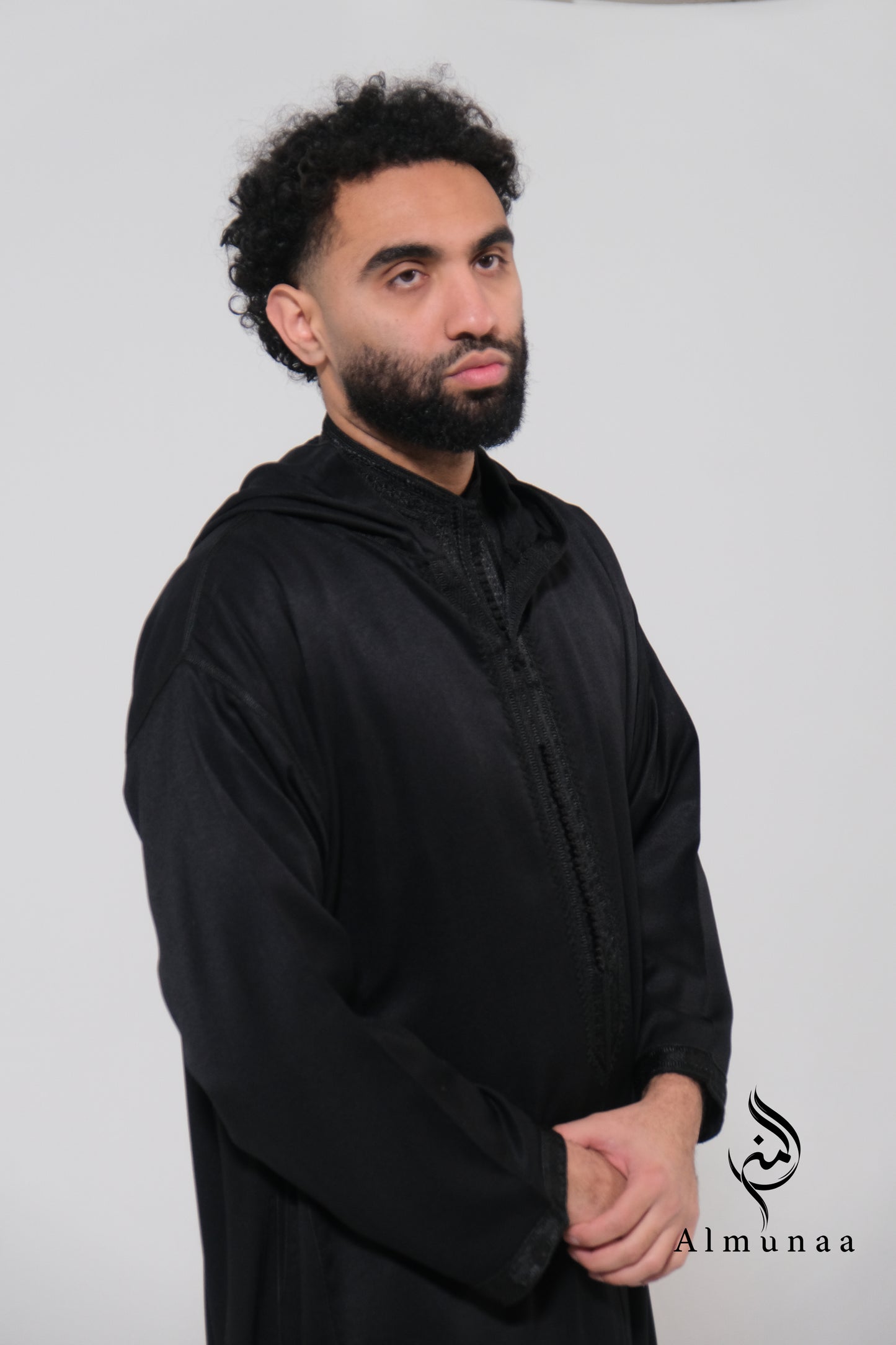 Custom All Black Luxury Moroccan Djellaba with Kaftan handmade