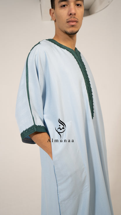 Pastel Blue Moroccan Luxury Gandoura for Men! Made with high-quality materials