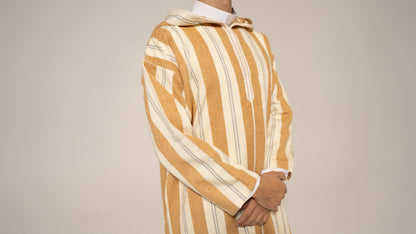 Mens WINTER DJELLABA(Habba cotton)STRIPPED Dress with Hood, Jabador Long Sleeve Hooded Caftan Custom Djellaba all Sizes