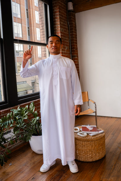 MENS White Thobe ARABIC DRESS Garment For Men Cotton Summer Dress Slim almunaa MENS White Thobe ARABIC DRESS Garment For Men Cotton Summer Dress Slim almunaa