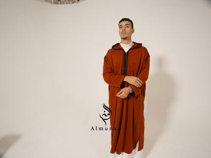 Men’s Winter Djellaba, Luxury Cotton, in Dark Orange, Sandy and other Colors | wedding dress, Jabador For Men, kaftan For Wedding