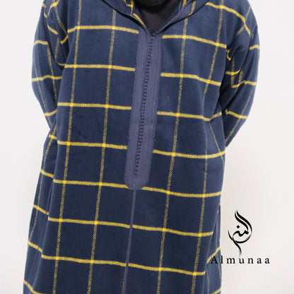 Mens WINTER Djellaba MOROCCAN with Hoodie, Customizable Long Sleeve Winter Jabador Djellaba Caftan Dress