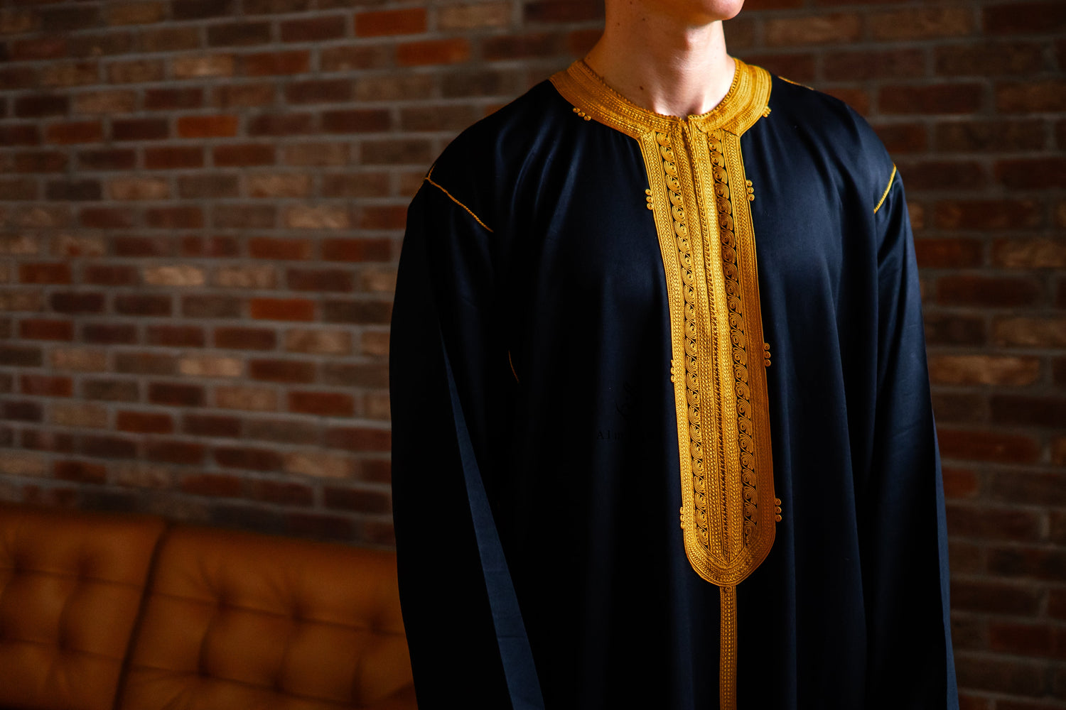Custom Handmade Luxurious Kaftan Mlifa For Men Suited for Special Occasions like Eid Celebration | Weeding Black and Gold