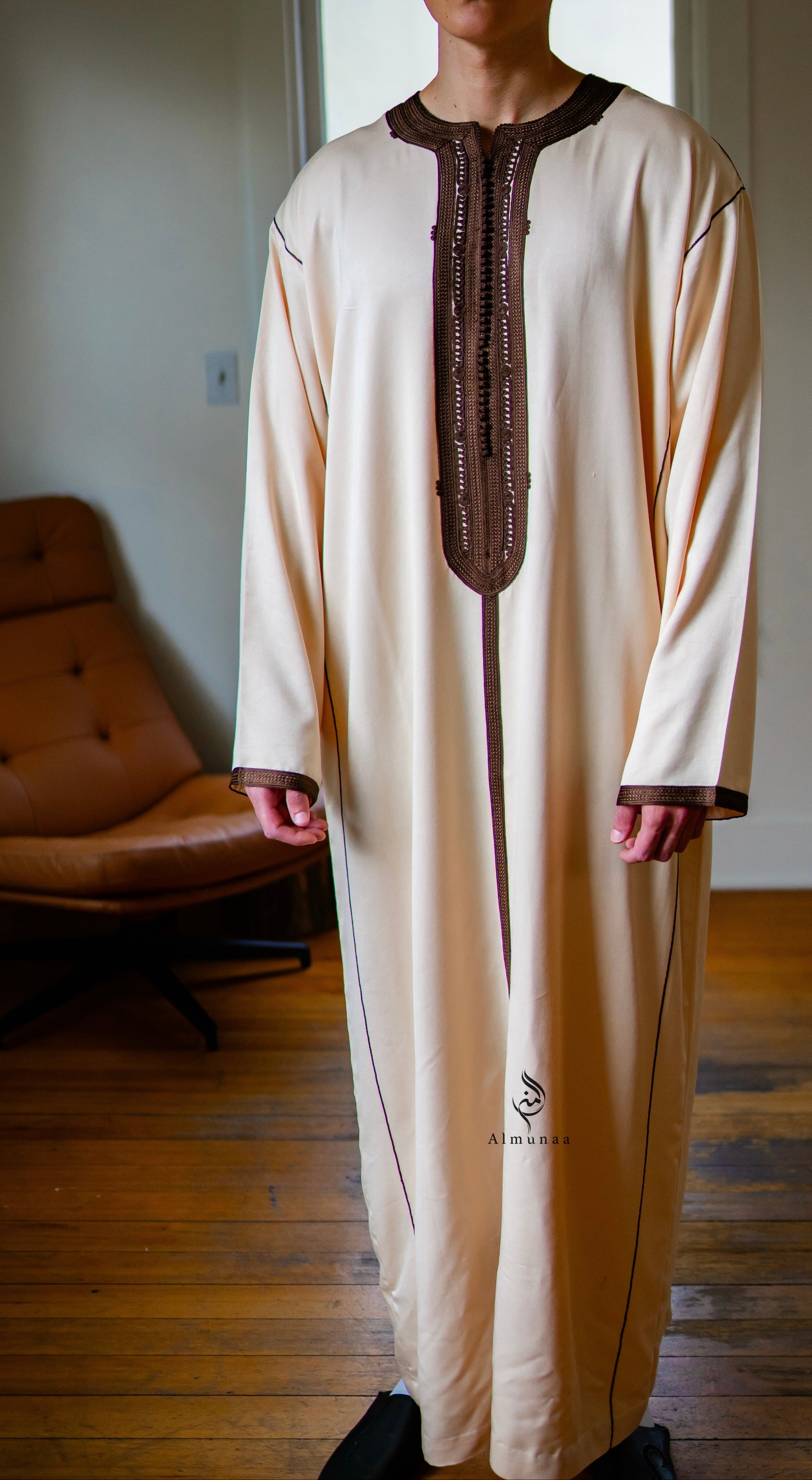 Custom Handmade Luxurious Kaftan Mlifa For Men Suited for Special Occasions like Eid Celebration | Weeding - Beige