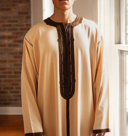 Custom Handmade Luxurious Kaftan Mlifa For Men Suited for Special Occasions like Eid Celebration | Weeding - Beige