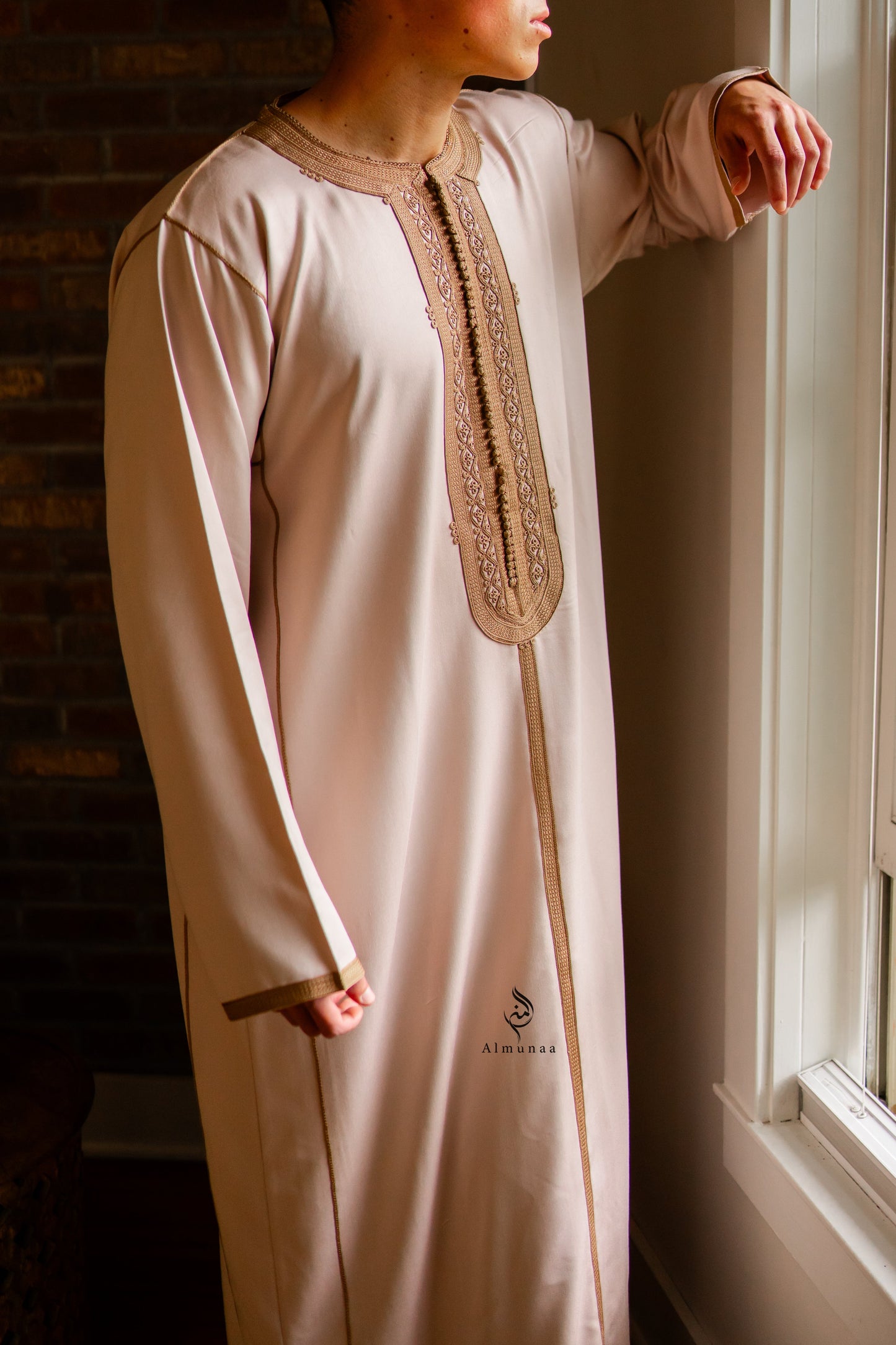 Custom Handmade Luxurious Kaftan Mlifa For Men Suited for Special Occasions like Eid Celebration | Weeding - Beige