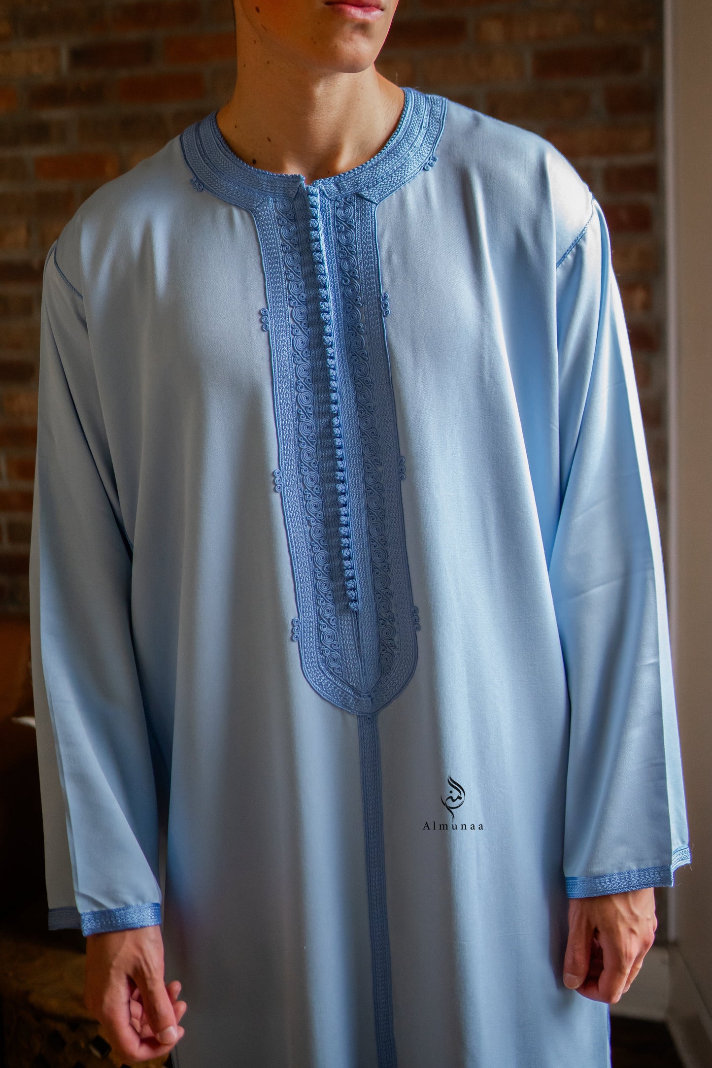 Custom Handmade Luxurious Kaftan Mlifa For Men Suited for Special Occasions like Eid Celebration | Weeding  Sky blue
