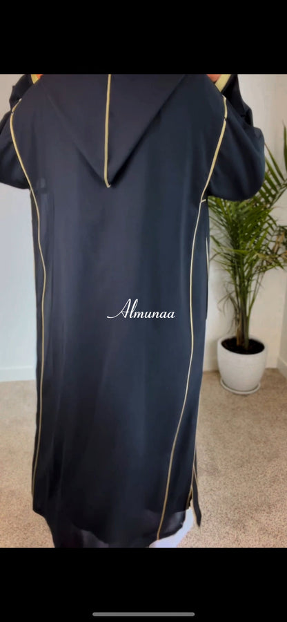 Men's Black and Gold Moroccan Djellaba | Handmade Kaftan